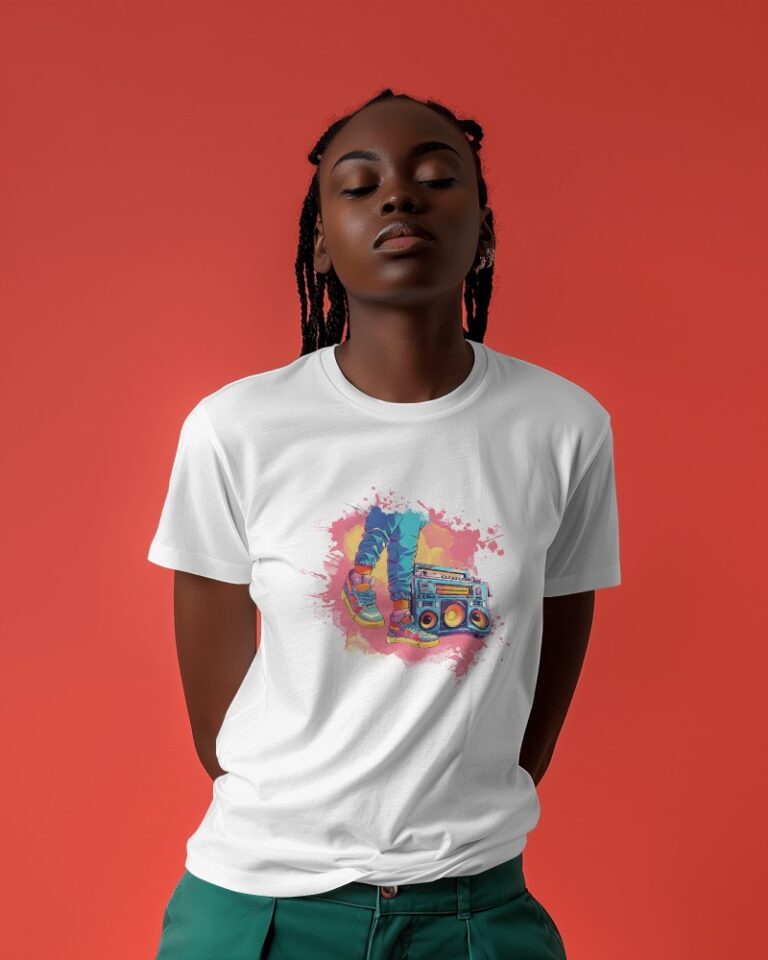 african-woman-wearing-round-neck-tshirt-mockup-in-red-studio-0323